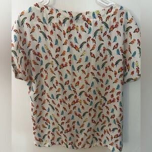 LOFT Colorful Bird Print Blouse